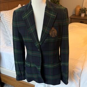 Polo by Ralph Lauren Navy and Green Plaid Blazer